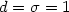 $d=\sigma=1$