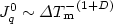 $J_q^0\sim \Delta T_{\rm m}^{-(1+D)}$