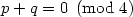 $p+q = 0 \pmod{4}$