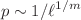 $$p \sim 1/\ell ^{1/m}$$